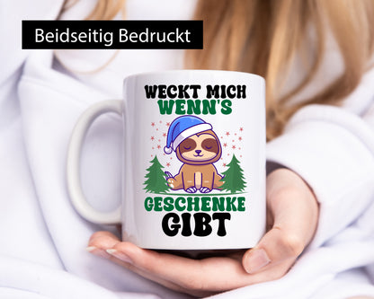 Weck mich auf wenn´s Geschenke gibt | Weihnachten Faultier lustiger Spruch