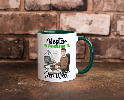Bester Mediengestalter | Medien v2 Geschenk Humor Geschenkidee lustiger Spruch Tasse