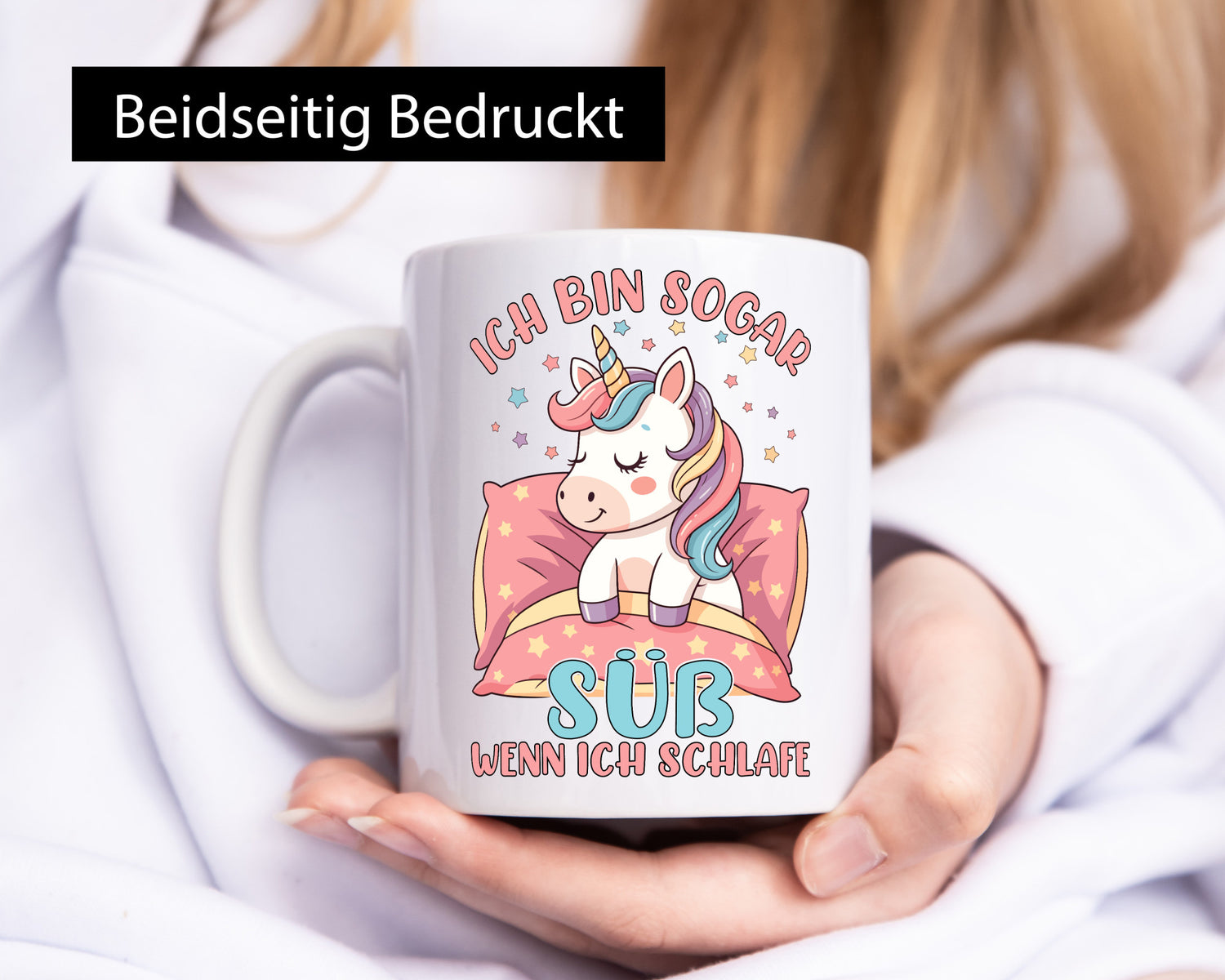 Bin süß wenn ich schlafe | Einhorn v2 Humor Geschenkidee Tasse