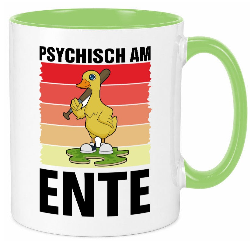Psychisch am Ente | mit Baseball schläger Sunset v2 lustig Humor Geschenkidee Tasse