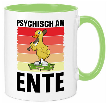 Psychisch am Ente | mit Baseball schläger Sunset v2 lustig Humor Geschenkidee Tasse