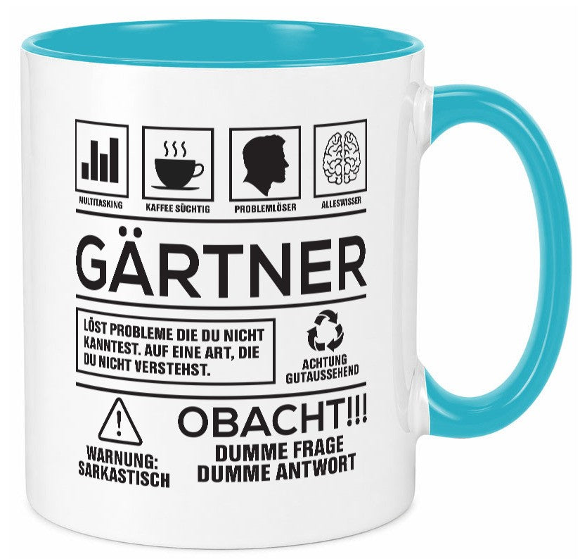 Achtung Probleme Gärtner | Gartenbau Geschenkidee Humor Tasse