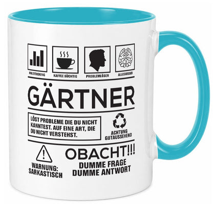 Achtung Probleme Gärtner | Gartenbau Geschenkidee Humor Tasse