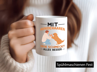Mit Hundehaaren | Hundebesitzer Tasse Hund Witz Geschenk Tierliebhaber Humor