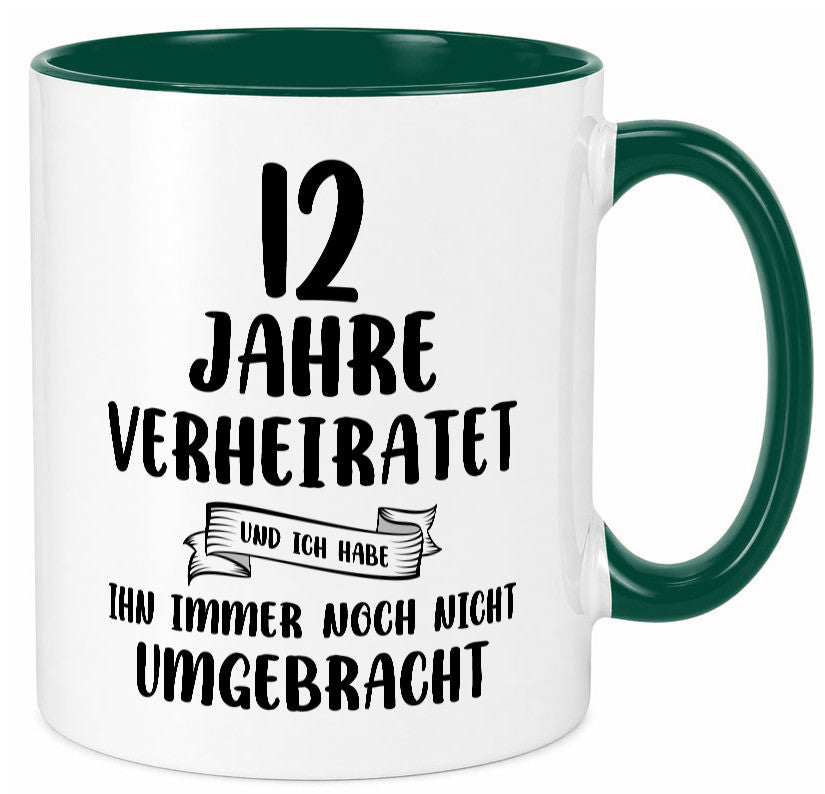 12 Jahre Verheiratet, immer noch am Leben! Geschenkidee Humor Tasse
