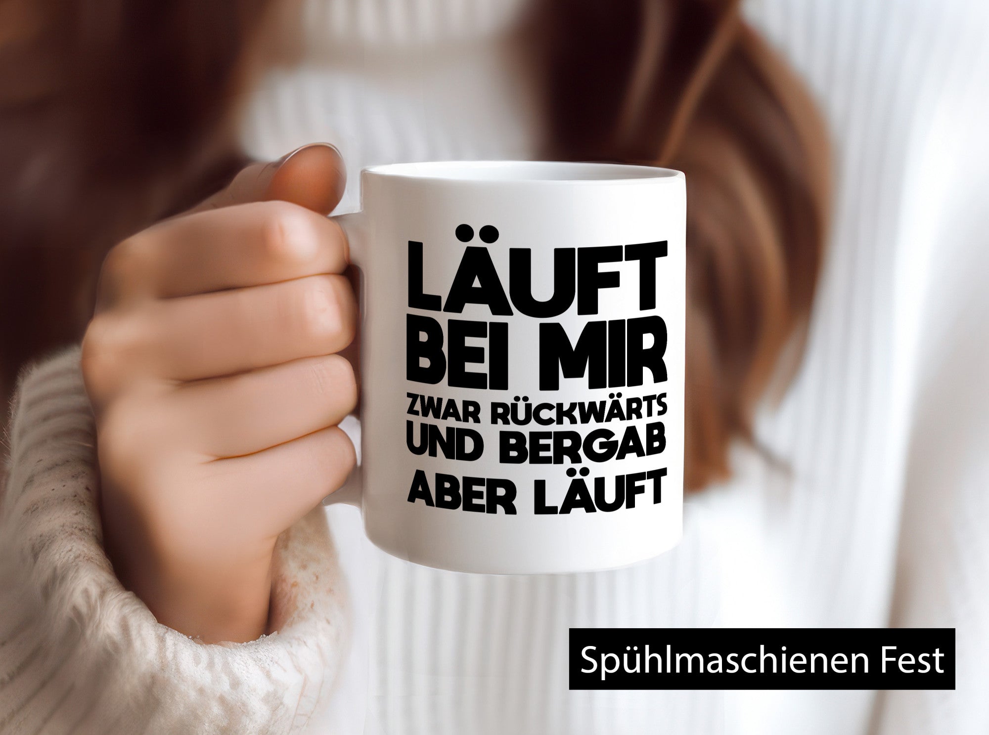 Läuft bei mir | Rückwerts aber Motivation Geschenkidee Humor Tasse