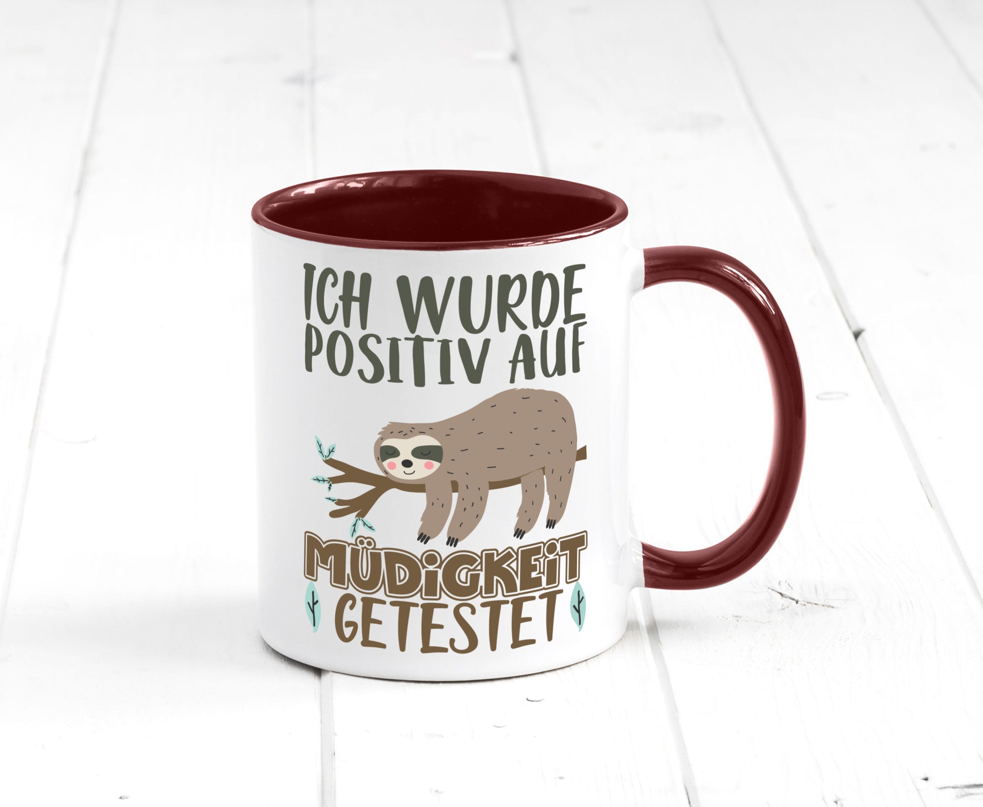 Positiv auf Müde getestet lustiger Spruch Geschenk Humor Geschenkidee Tasse