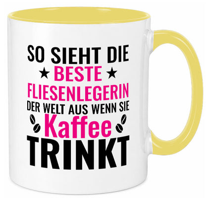 Kaffee trinkt: Fliesenlegerin | Fliesenlegen Bau Humor Geschenkidee Tasse