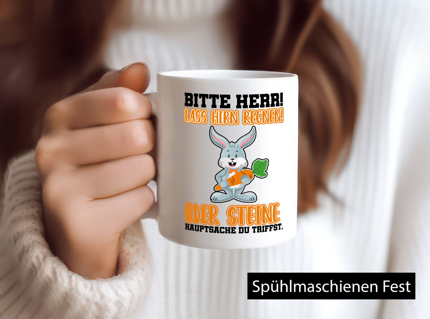 Lass Hirn regnen lustig Humor Geschenkidee Geschenk Tasse