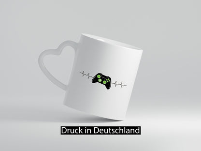 Controller Herzschlag | Heartbeat Gamer lustig Humor Geschenkidee Geschenk Tasse