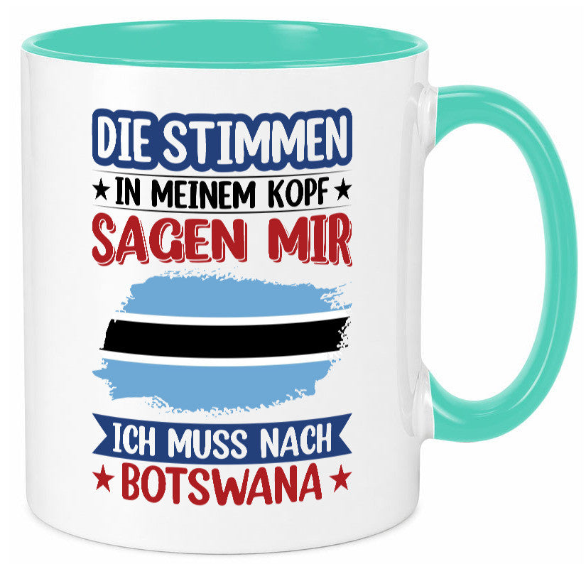 Botswana | Urlaub Stimmen in meinem Kopf Traumland Geschenkidee Humor Tasse