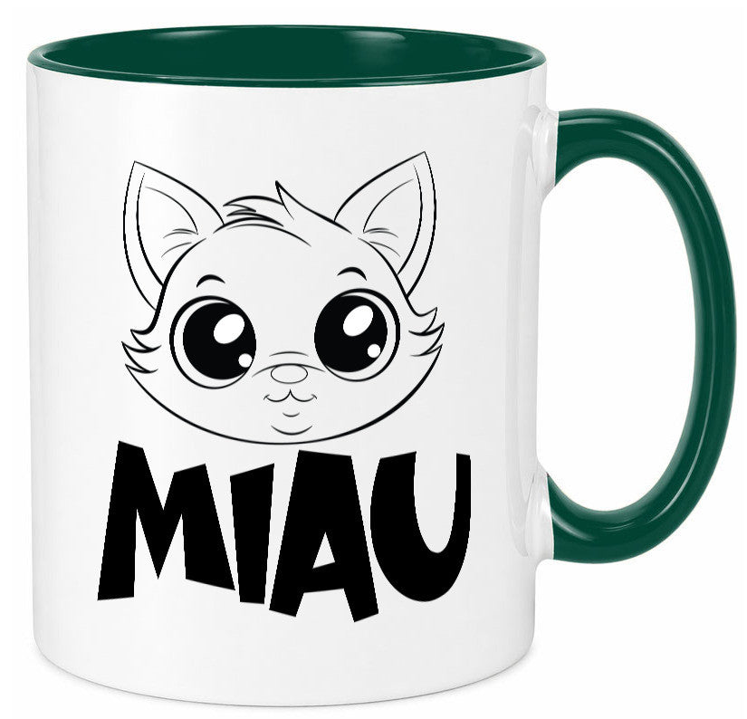 Miau | Katze Geschenkidee Tierliebhaber Humor Tasse