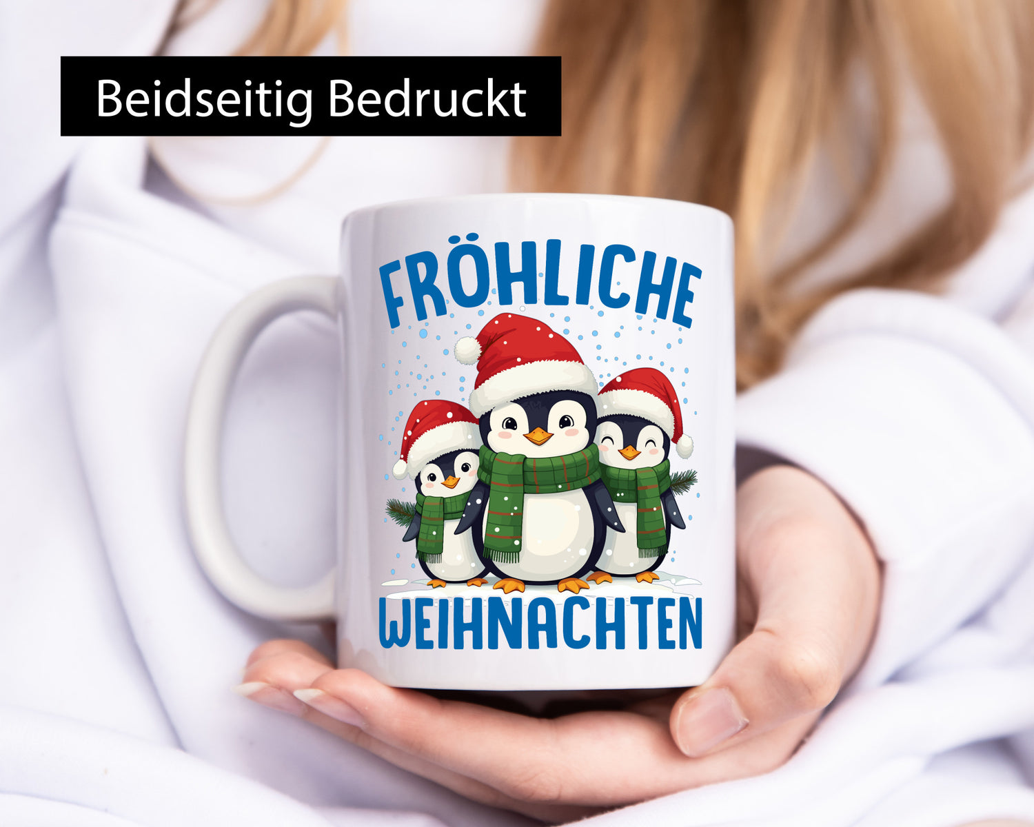 Frohe Weihnachten | Pinguien lustiger Spruch Geschenk Humor Geschenkidee Tasse