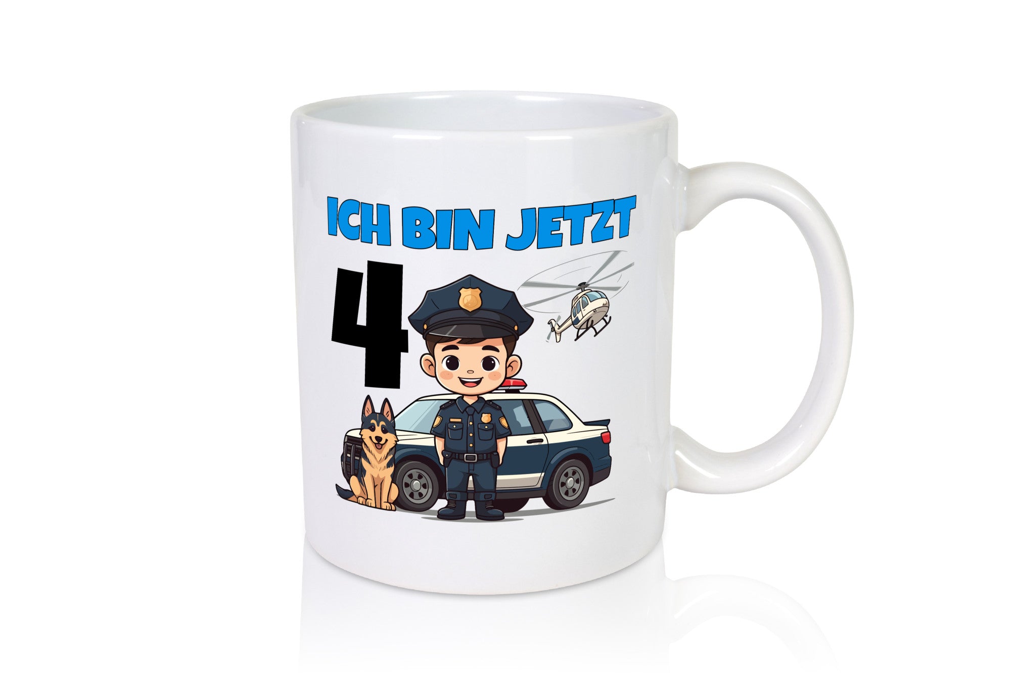 4. Geburtstag | 4 Jahre Polizei Kind Polizeiauto Humor Geschenkidee Tasse