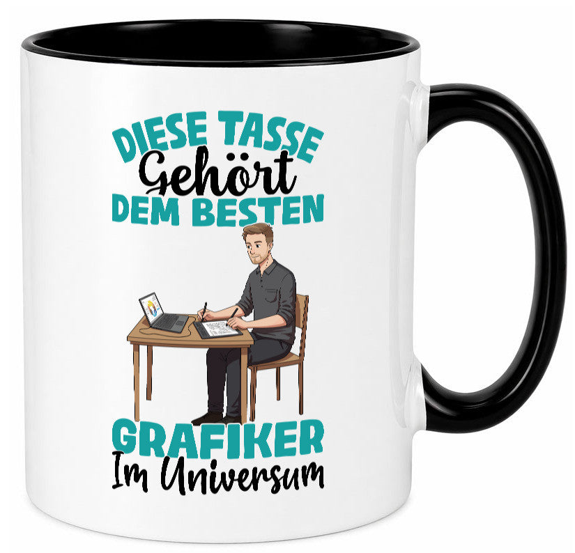 Im Universum: Grafiker | Grafik Design lustiger Spruch Geschenk Humor Tasse