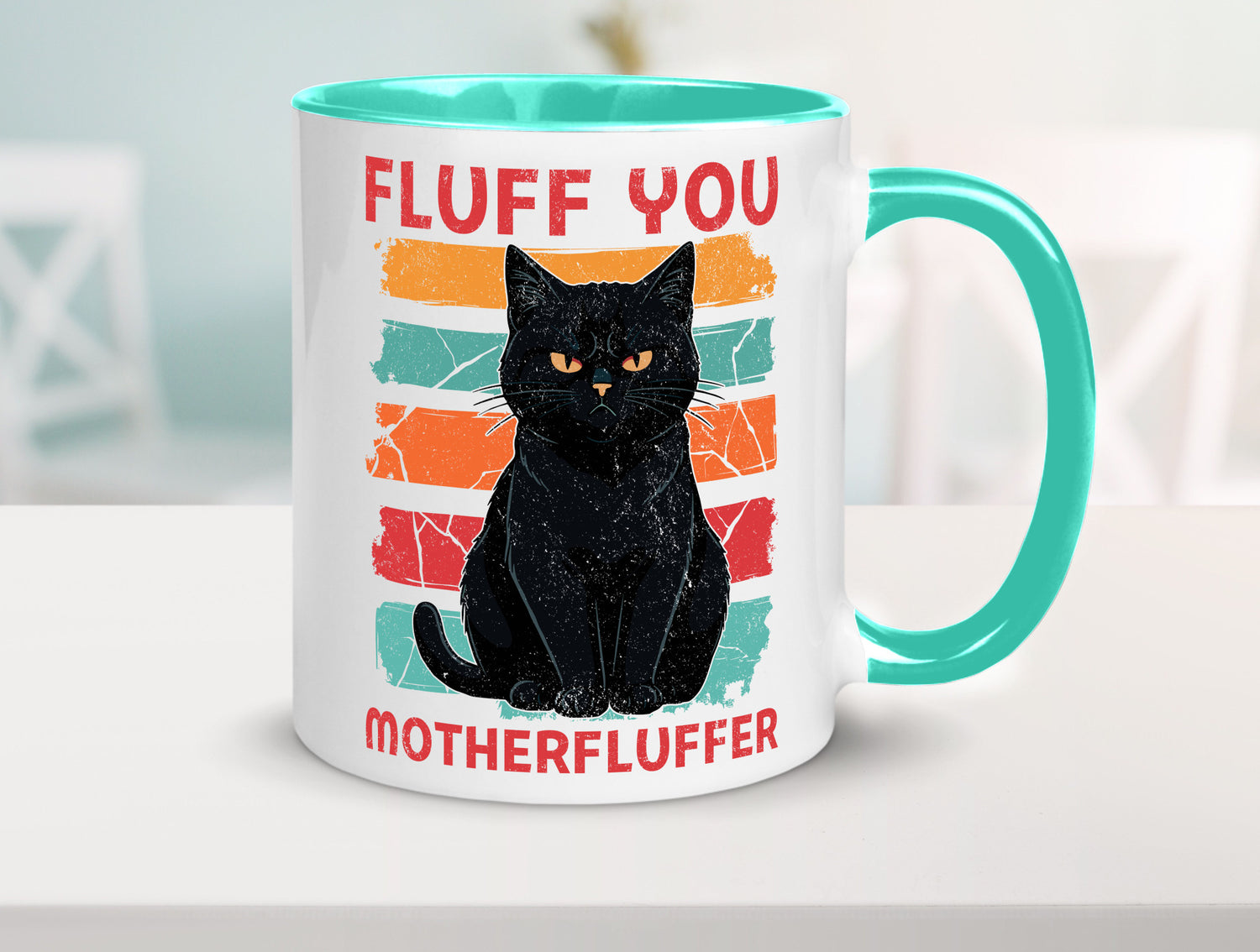 Fluff you Motherfluffer | Schwarze Katze Böse Humor Tierliebhaber Geschenkidee