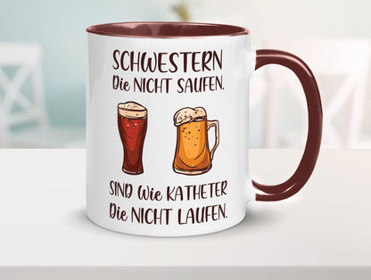 Schwestern die nicht saufen, Katheder laufen | Gläser lustiger Spruch Geschenk