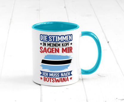 Botswana | Urlaub Stimmen in meinem Kopf Traumland Geschenkidee Humor Tasse