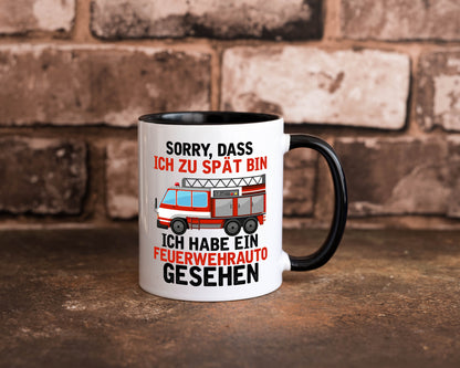 Ich hab ein feuerwehrauto gesehen | lustig Humor Geschenkidee Geschenk Tasse
