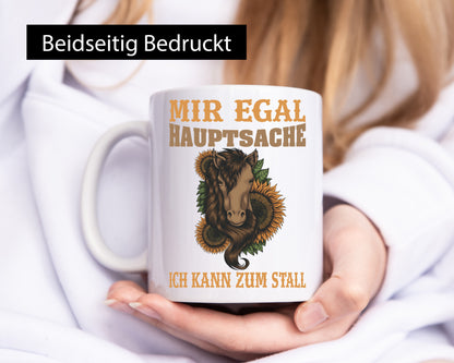 Hauptsache zum Stall | Reiterin Tasse Pferd Reiten Humor Geschenkidee