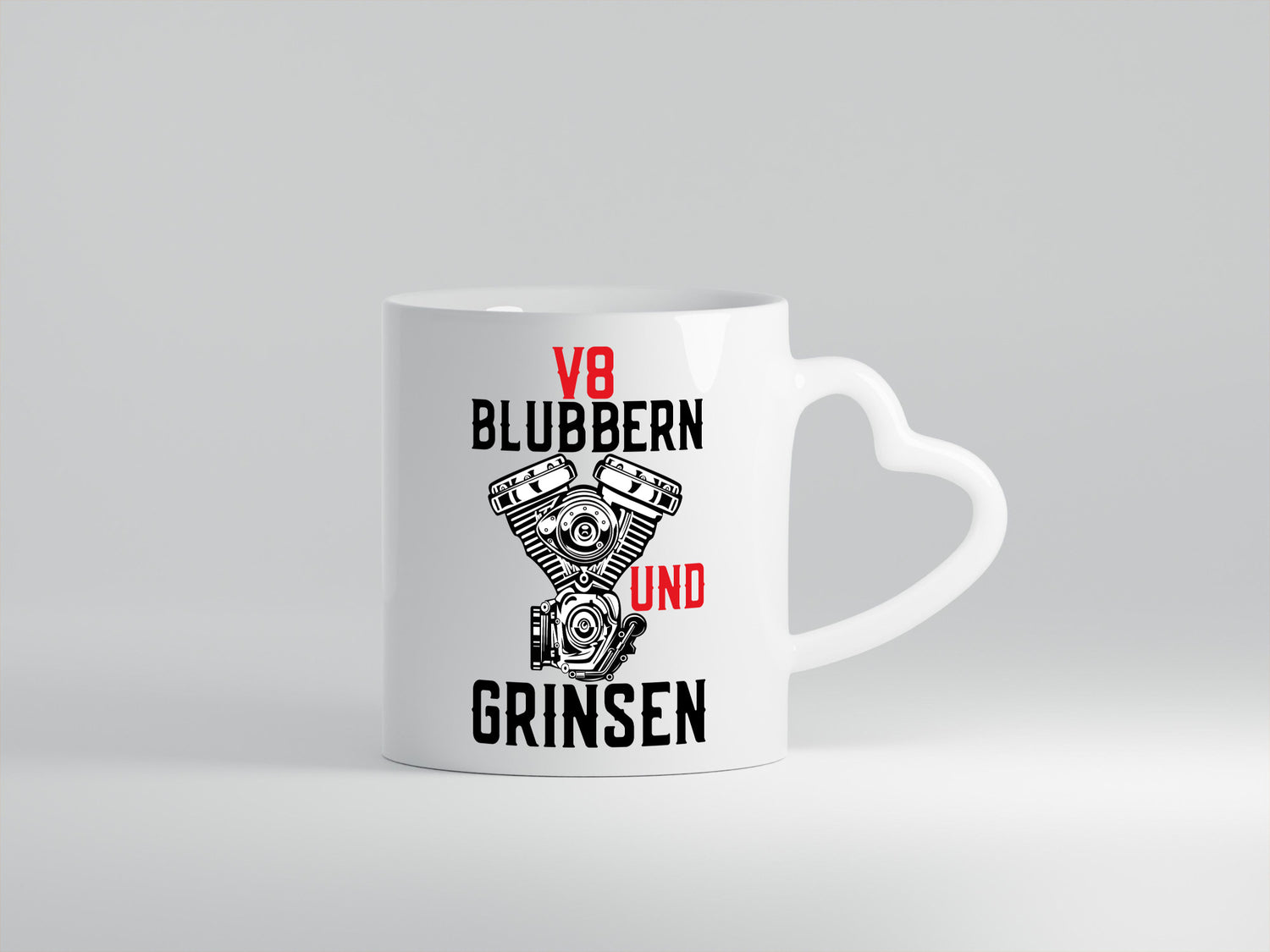 Blubbern und Grinsen | V8 Motor Hubraum Autofan Humor Geschenkidee Tasse