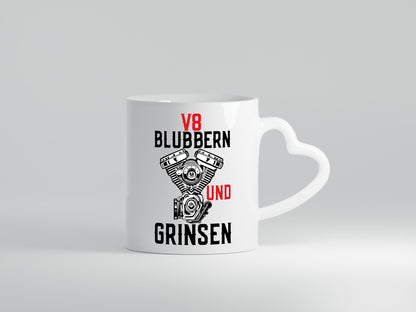 Blubbern und Grinsen | V8 Motor Hubraum Autofan Humor Geschenkidee Tasse