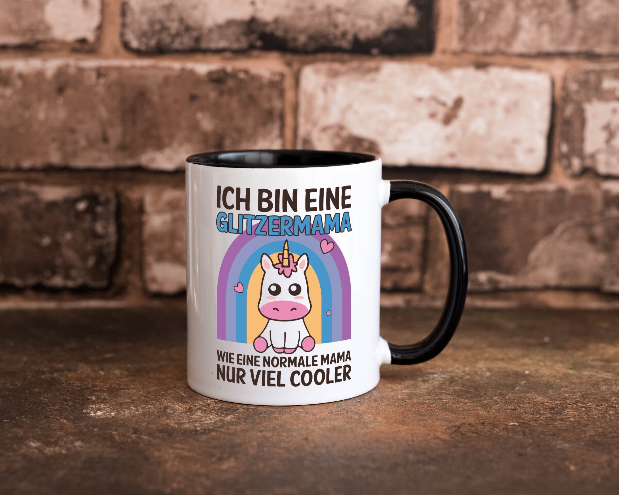 Glitzermama, wie normal, nur cooler | Einhorn Geschenkidee Familie Humor Tasse