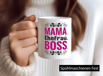 Mama. Ehefrau. Boss. | Frauen Tasse Muttertag lustiger Spruch Geschenk Familie