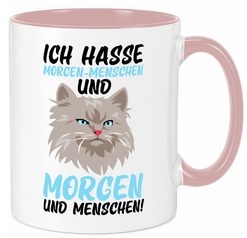Ich hasse Morgenmenschen | Morgenmuffel mürrische Katze Geschenkidee Tasse