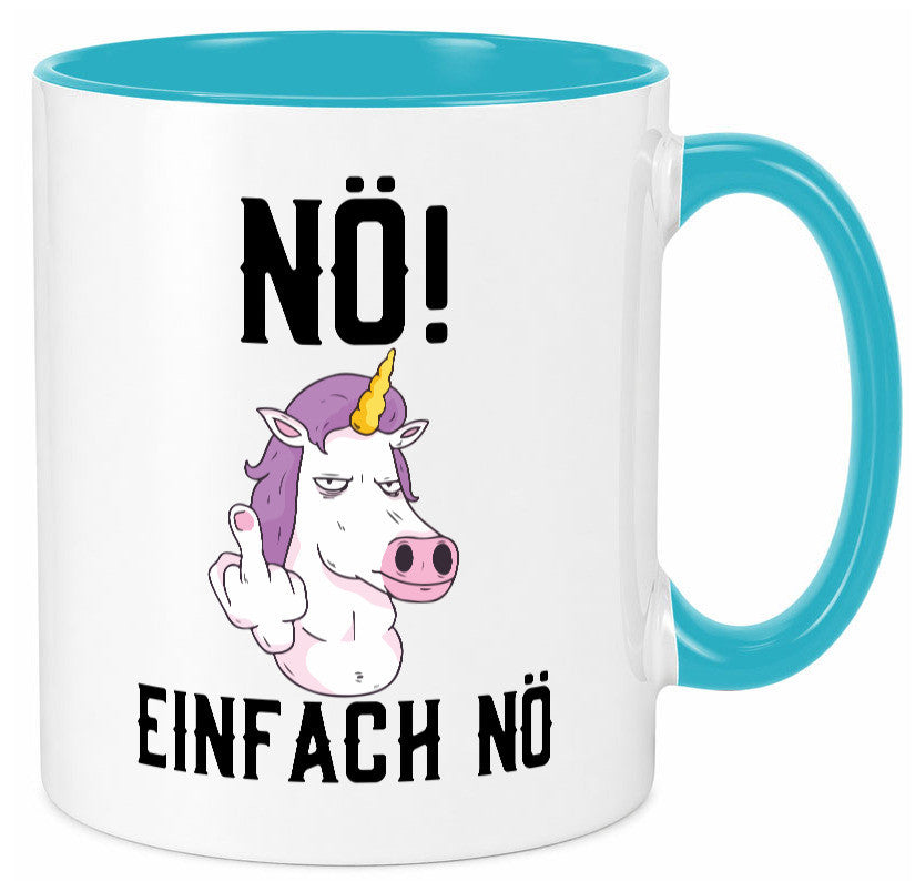 Einfach Nö | Keinen Bock Einhorn Mittelfinger Comic Geschenkidee Humor Tasse