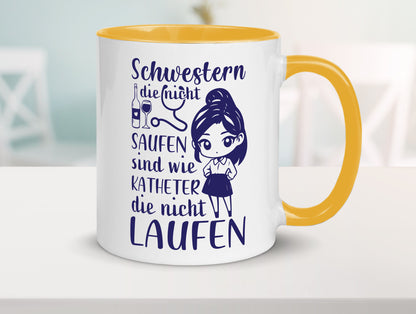 Schwestern die nicht saufen | Krankenschwester Alkolhol Geschenkidee Humor Tasse
