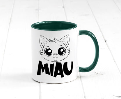Miau | Katze Geschenkidee Tierliebhaber Humor Tasse