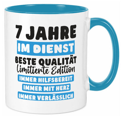 7 Jahre im Dienst | Jubiläum Arbeit v6 lustig Kollegen Büro Geschenk Tasse