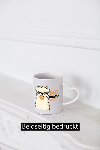 No Drama | Entspannt Lama mit Brille süßer Comic Humor Geschenkidee Tasse