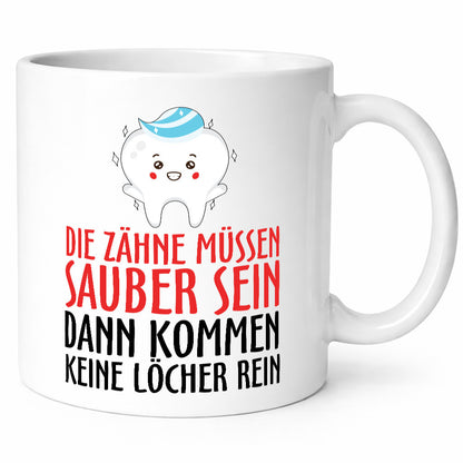 Sauber Zähne lustiger Spruch Geschenk Humor Geschenkidee Tasse