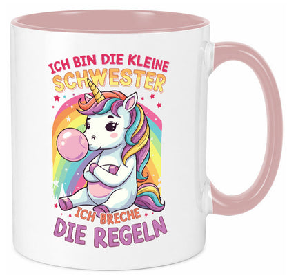 Bin die Kleine schwester ich breche Regeln | Einhorn Humor Geschenkidee Tasse