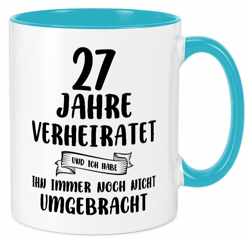 27 Jahre Verheiratet, immer noch am Leben! Geschenkidee Humor Tasse