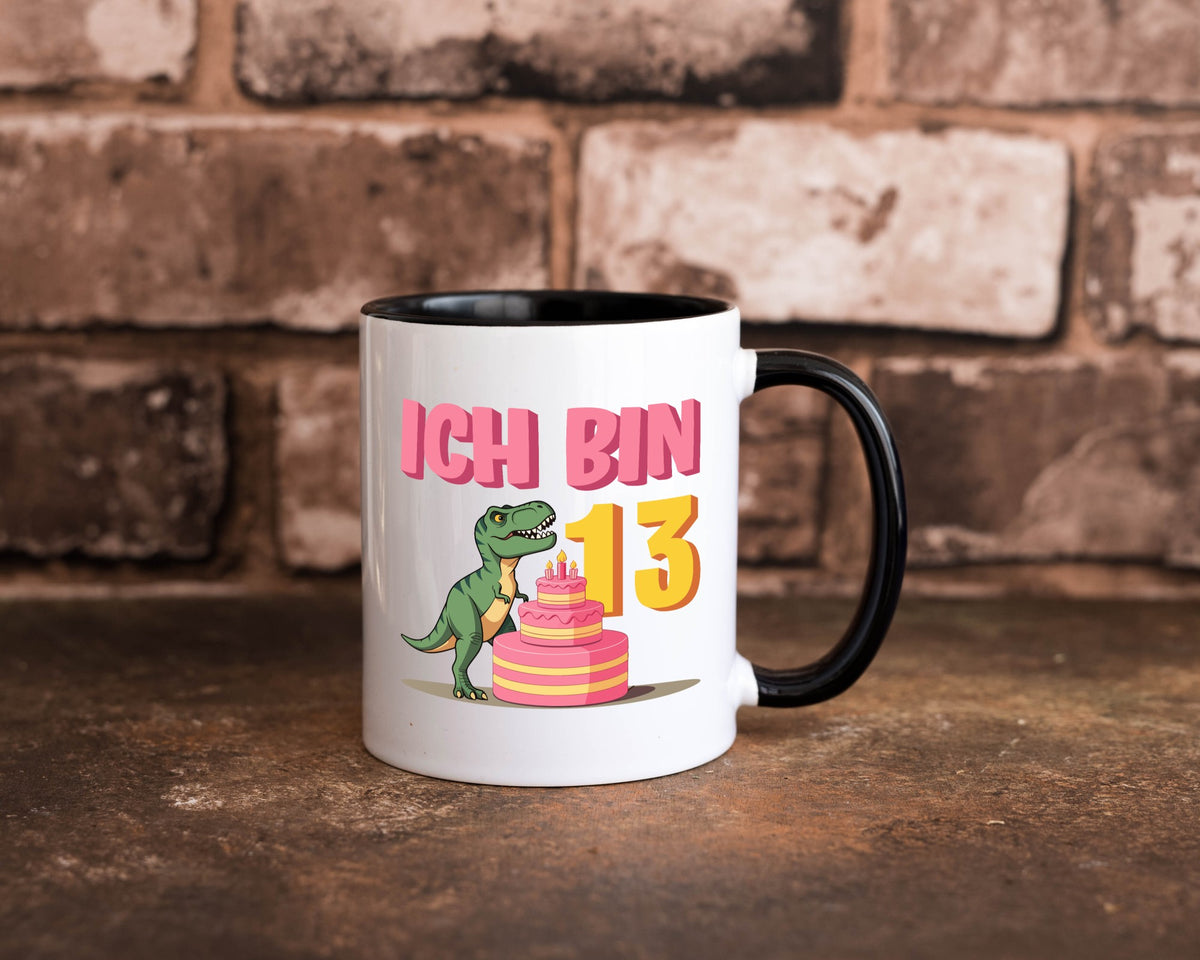 13 Geburtstag | Jahre Dinosaurier mit Kuchen Humor Geschenkidee Tasse