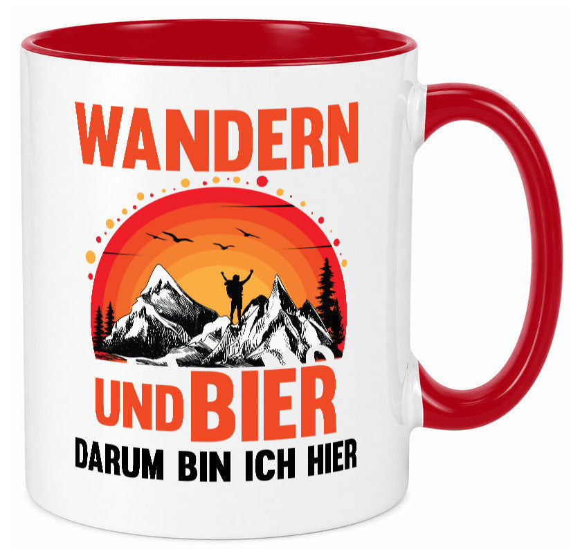 Wandern und Bier darum bin ich hier | lustiger Spruch Geschenk Humor