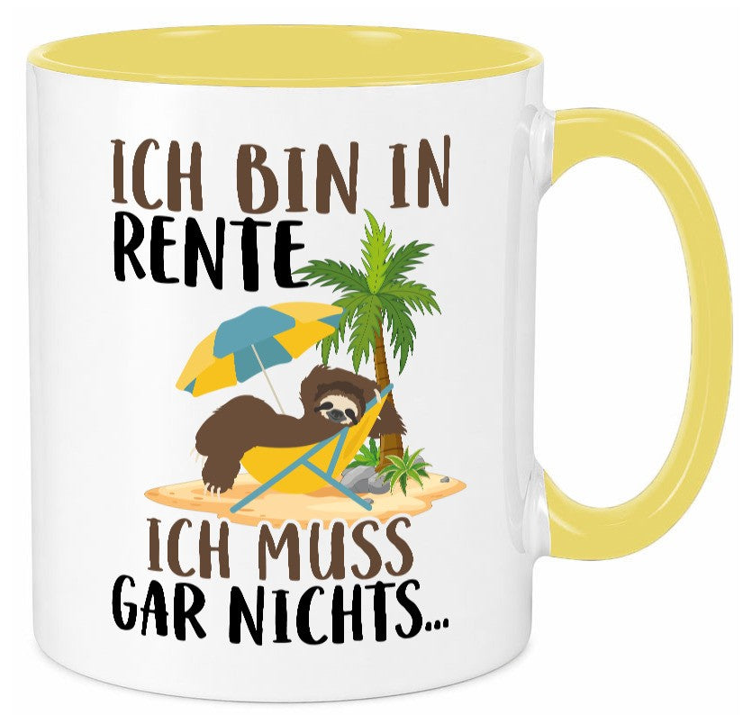 Ich bin in Rente | Faultier Rentner Ruhestand Geschenk Jubiläum lustiger Spruch Tasse