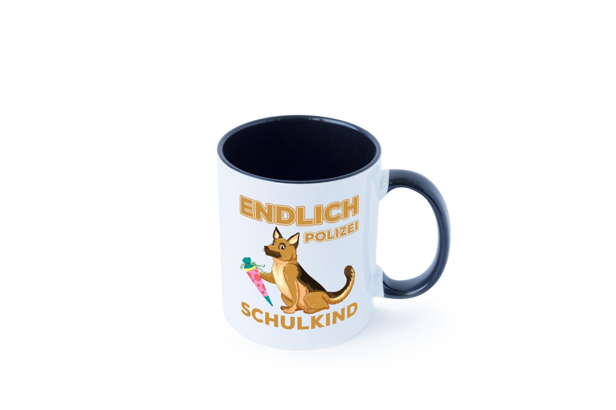Endlich Schulkind | Tasse Einschulung Polizei Hund lustiger Spruch Geschenk