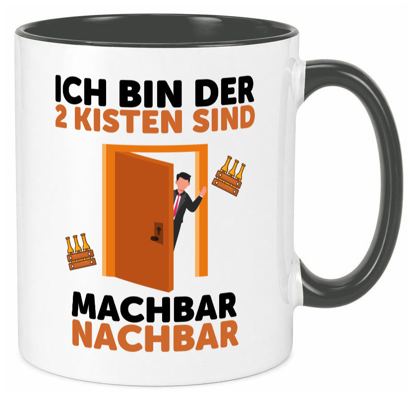 2 Kisten Bier | witziger Spruch Nachbar Einweihung Humor Geschenkidee Tasse