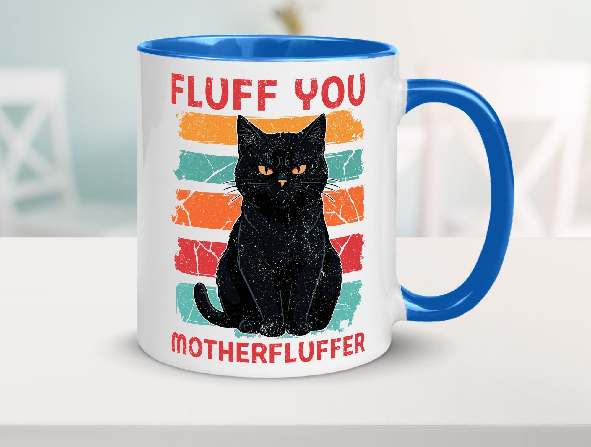 Fluff you Motherfluffer | Schwarze Katze Böse Humor Tierliebhaber Geschenkidee