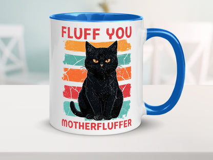 Fluff you Motherfluffer | Schwarze Katze Böse Humor Tierliebhaber Geschenkidee