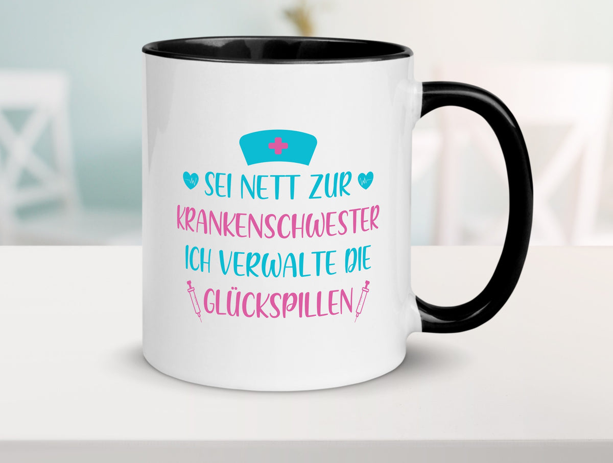 Krankenschwester verwaltet Glückspille | Herzschlag |Spritze lustig Humor Tasse