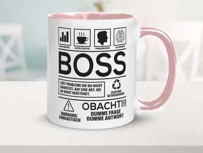 Achtung Probleme Boss | Führungskraft Vorgesetzter lustig Humor Geschenkidee Tasse