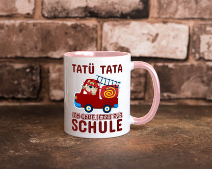 Bär in Feuerwehrauto | Tatü Tata Einschulung Tasse Humor Geschenkidee
