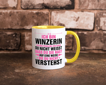 Löse Probleme: Winzerin | Weinbauer Wein Humor Geschenkidee Tasse