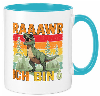 6. Geburtstag | 6 Jahre rarrrr ich bin Dinosaurier Humor Geschenkidee Tasse