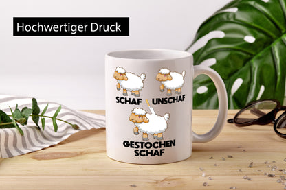 Schaf - Unschaf gestochen | Schafe lustig Humor Geschenkidee Geschenk Tasse